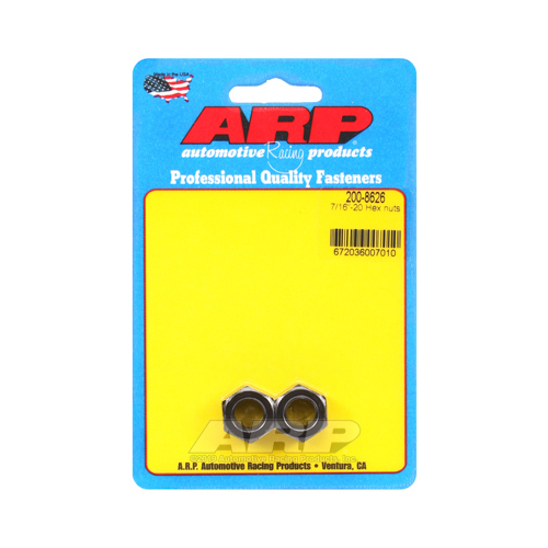 ARP Nut, Hex, 8740 Chromoly, Steel, Black, Flanged, 7/16 in.-20 Thread, 180000psi, Set of 2