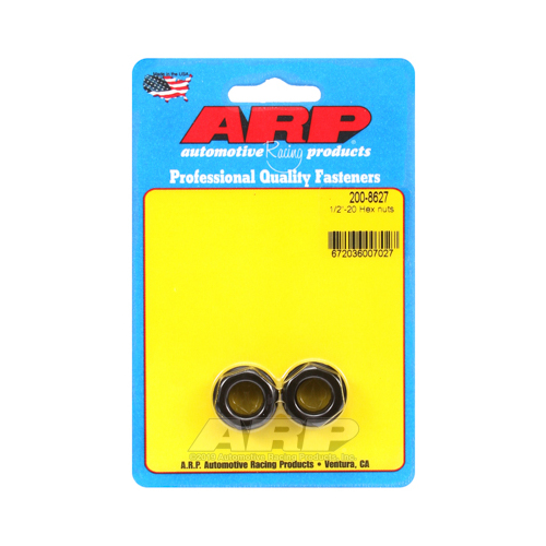 ARP Nut, Hex, 8740 Chromoly, Steel, Black, Flanged, 1/2 in.-20 Thread, 180000psi, Set of 2