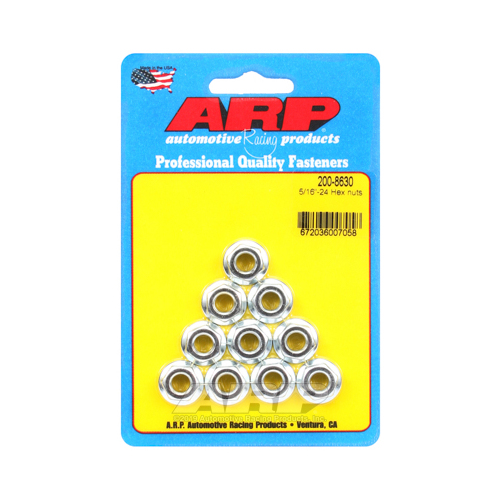 ARP Nut, Hex, Steel, Cadmium, Serrated Flange, 5/16 in.-24 Thread, Set of 10