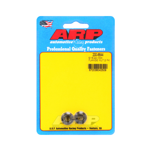 ARP Nut, Hex, 8740 Chromoly, Steel, Black, Flanged, 5/16 in.-24 Thread, 180000psi, Set of 2