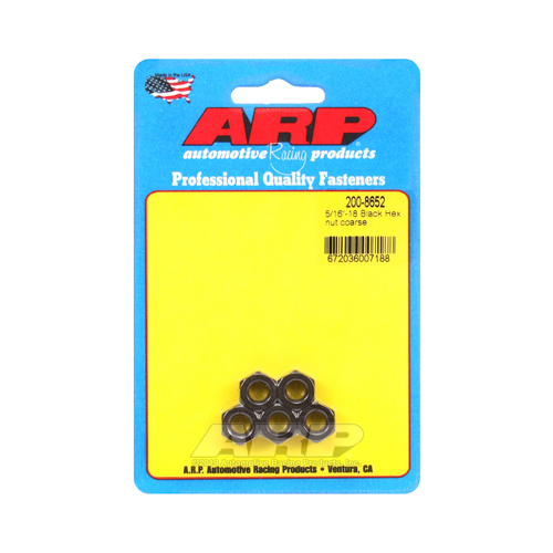 ARP Nut, Hex Head, Chromoly, Black Oxide, 5/16 in.-18 Standard Thread, Set of 5