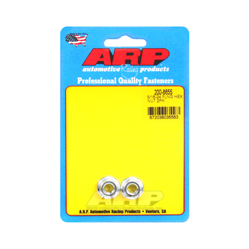 ARP Nut, Hex, Steel, Cadmium, Serrated Flange, 5/16 in.-24 Thread, Set of 2