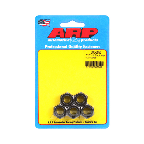ARP Nut, Hex Head, Chromoly, Black Oxide, 7/16 in.-14 Standard Thread, Set of 5