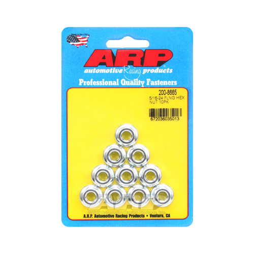 ARP Nut, Hex, Steel, Cadmium, Serrated Flange, 5/16 in.-24 Thread, Set of 10