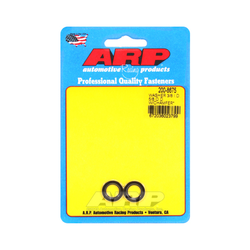 ARP Washer, Hardened, High Performance, Chamfer, Flat, 3/8 in. ID, 0.625 in. OD, Chromoly, Black Oxide, 0.063 in. Thick, Set of 2