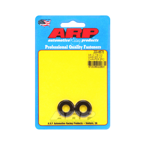 ARP Washer, Hardened, High Performance, Flat, 3/8 in. ID, 0.875 in. OD, Chromoly, Black Oxide, 0.015 in. Thick, Set of 2