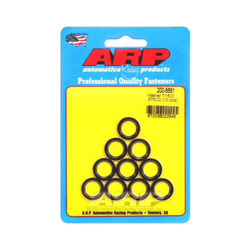 ARP Washer, Hardened, High Performance, Chamfer, Flat, 7/6 in. ID, 0.675 in. OD, Chromoly, Black Oxide, rod bolt washer, 0.062 in. Thick, Set of 10