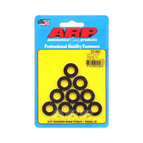 ARP Washer, Hardened, High Performance, Flat, 3/8 in. ID, 0.750 in. OD, Chromoly, Black Oxide, 0.09 in. Thick, Set of 10
