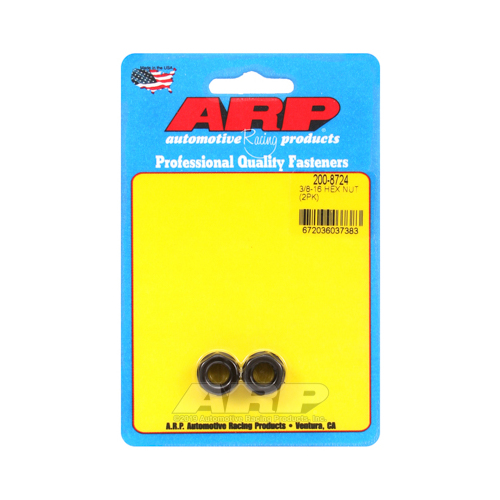 ARP Nut, Hex, 8740 Chromoly, Steel, Black, Flanged, 3/8 in.-16 Thread, 180000psi, Set of 2