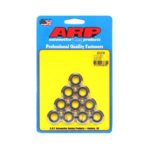 ARP Washer, Hardened, High Performance, Chamfer, Flat, 10mm ID, 22mm OD, 3.2mm Thick, Chromoly, Black Oxide, Set of 10