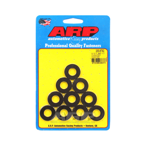ARP Washer, Hardened, High Performance, Flat, 12mm ID, 25.3mm OD, 3mm Thick, Chromoly, Black Oxide, Set of 10