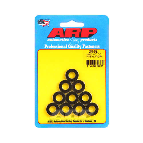ARP Washer, Hardened, High Performance, Flat, 9mm ID, 17mm OD, 3mm Thick, Chromoly, Black Oxide, Set of 10