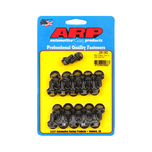 ARP Oil Pan Bolts, Designed for Standard 2-piece Cork Gasket, Black Oxide, Hex Head, For Chevrolet, Big Block, Kit
