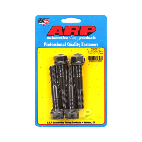 ARP Differential Main Cap Studs, Chromoly, Black Oxide, Washers, Nuts, For Ford 9 in., H Case with Hex Nut, Set of 4