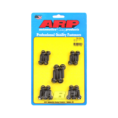 ARP Oil Pan Bolts, Black Oxide Hex, Small Block For Ford Small Block, Late Model with Side Rails, Kit
