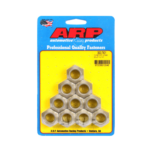 ARP Lug Nuts, Conical Seat, NASCAR, 5/8 in. x 18 RH, Open End, Chromoly Steel, Alumotef III Coating, Set of 10