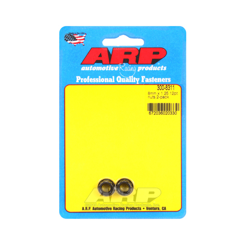 ARP Nut, 12-point, 8740 Chromoly, Steel, Black, 8mm x 1.25 Thread, 180000psi, Set of 2