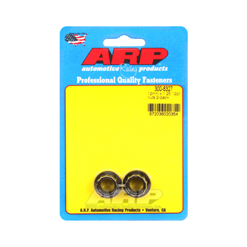 ARP Nut, 12-point, 8740 Chromoly, Steel, Black, 12mm x 1.25 Thread, 180000psi, Set of 2