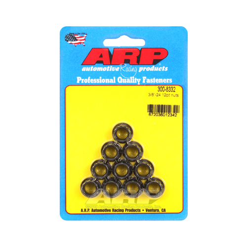 ARP Nut, 12-point, 8740 Chromoly, Steel, Black, 3/8 in.-24 Thread, 180000psi, Set of 10