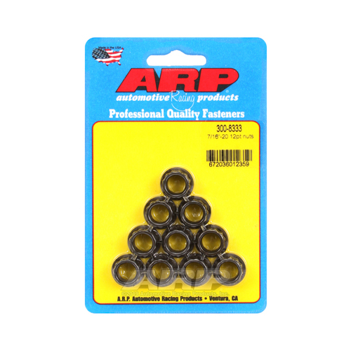 ARP Nut, 12-point, 8740 Chromoly, Steel, Black, 7/16 in.-20 Thread, 180000psi, Set of 10