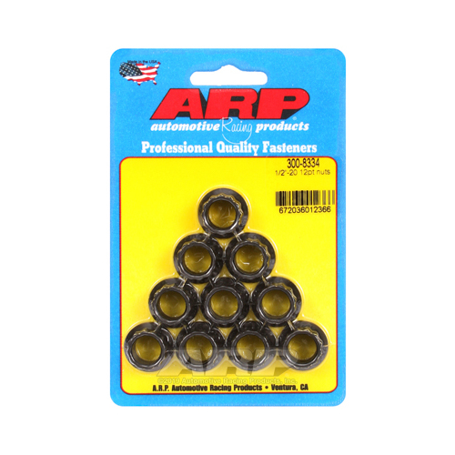 ARP Nut, 12-point, 8740 Chromoly, Steel, Black, 1/2 in.-20 Thread, 180000psi, Set of 10