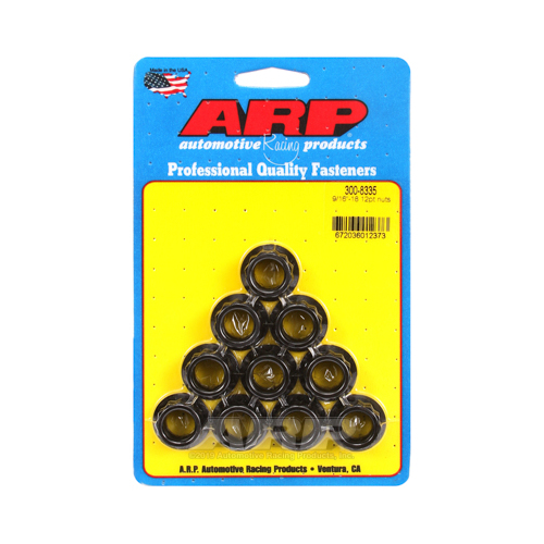 ARP Nut, 12-point, 8740 Chromoly, Steel, Black, 9/16 in.-18 Thread, 180000psi, Set of 10