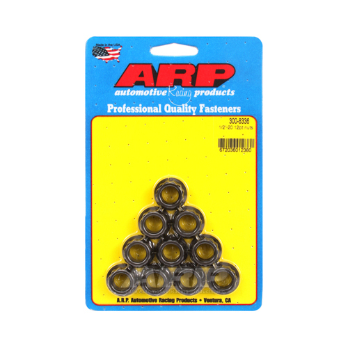 ARP Nut, 12-point, 8740 Chromoly, Steel, Black, 1/2 in.-20 Thread, 180000psi, Set of 10