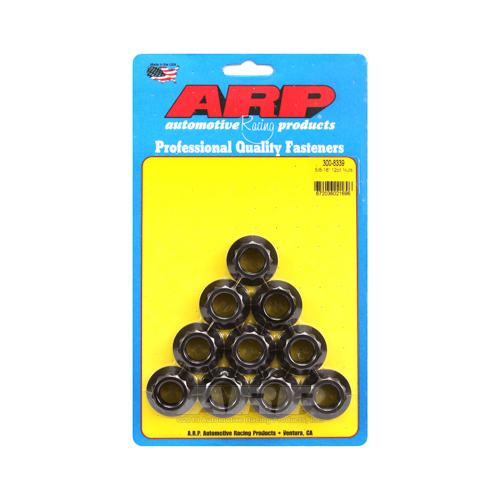 ARP Nut, 12-point, 8740 Chromoly, Steel, Black, 5/8 in.-18 Thread, 180000psi, Set of 10
