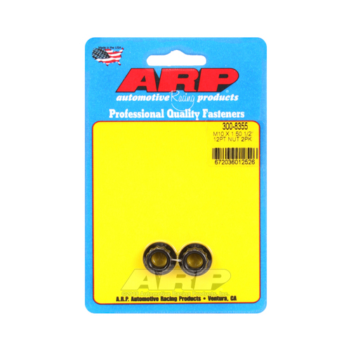 ARP Nut, 12-point, 8740 Chromoly, Steel, Black, 10mm x 1.5 Thread, 180000psi, Set of 2