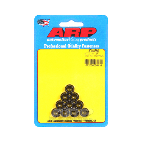ARP Nut, 12-point, 8740 Chromoly, Steel, Black, 7mm x 1 Thread, 180000psi, Set of 10