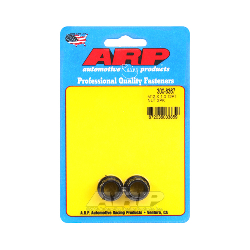 ARP Nut, 12-point, 8740 Chromoly, Steel, Black, 12mm x 1 Thread, 180000psi, Set of 2