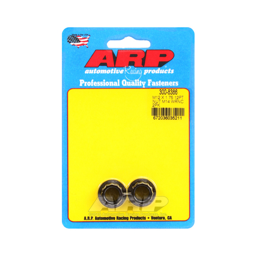 ARP Nut, 12-point, 8740 Chromoly, Steel, Black, 12mm x 1.75 Thread, 180000psi, Set of 2