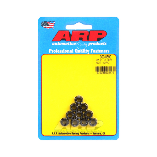 ARP Nut, 12-point, 8740 Chromoly, Steel, Black, 6mm x 1 Thread, 180000psi, Set of 10