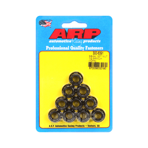 ARP Nut, 12-point, 8740 Chromoly, Steel, Black, 3/8 in.-24 Thread, 180000psi, Set of 10