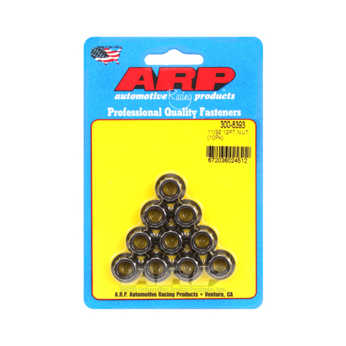 ARP Nut, 12-point, 8740 Chromoly, Steel, Black, 11/32 in.-24 Thread, 180000psi, Set of 10