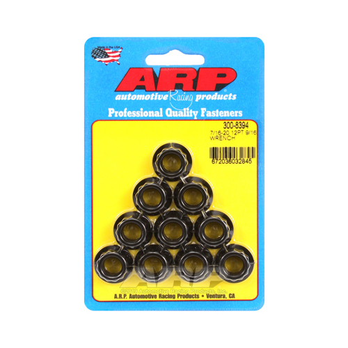 ARP Nut, 12-point, 8740 Chromoly, Steel, Black, 7/16 in.-20 Thread, 180000psi, Set of 10