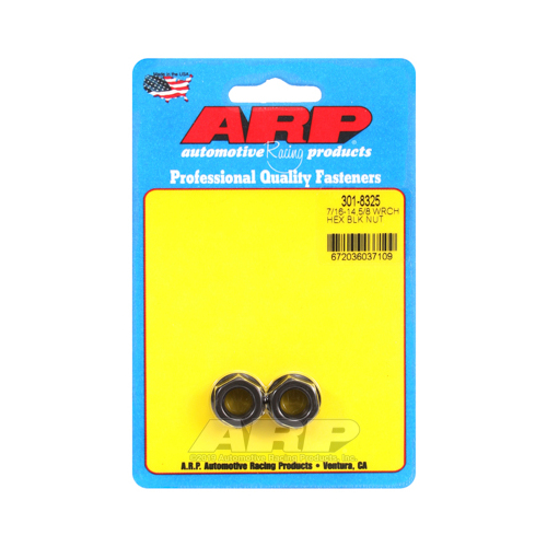 ARP Nut, Hex, 8740 Chromoly, Steel, Black, Flanged, 7/16 in.-14 Thread, 180000psi, Set of 2