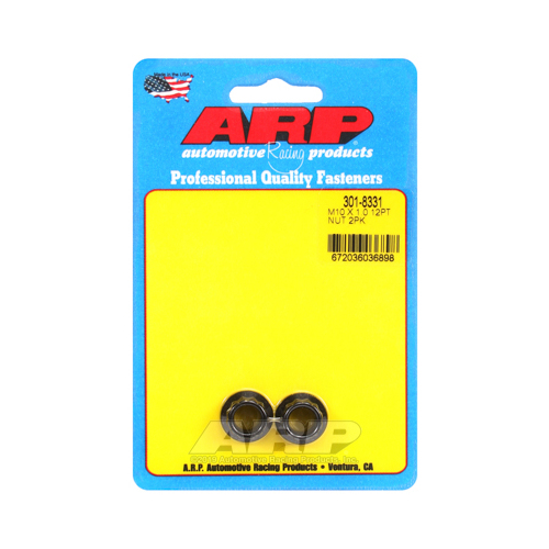 ARP Nut, 12-point, 8740 Chromoly, Steel, Black, 10mm x 1 Thread, 180000psi, Set of 2