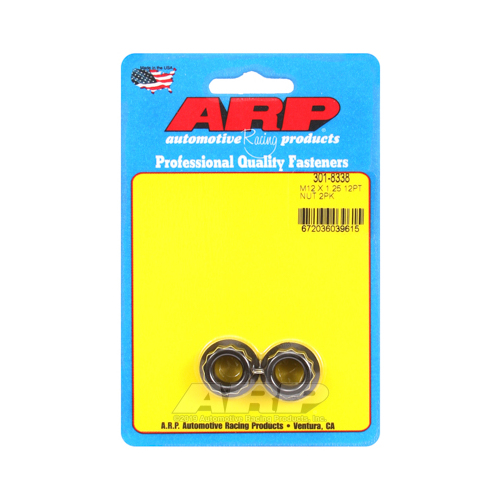 ARP Nut, 12-point, 8740 Chromoly, Steel, Black, 12mm x 1.25 Thread, 180000psi, Set of 2