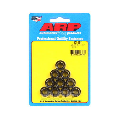 ARP Nut, 12-point, 8740 Chromoly, Steel, Black, 3/8 in.-16 Thread, 180000psi, Set of 10