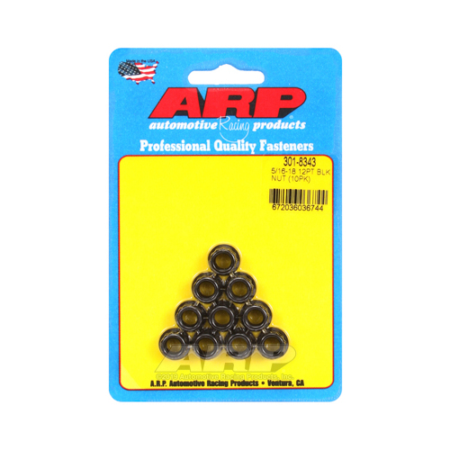 ARP Nut, 12-point, 8740 Chromoly, Steel, Black, 5/16 in.-18 Thread, 180000psi, Set of 10