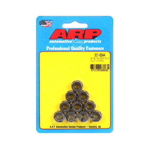 ARP Nut, Hex, 8740 Chromoly, Steel, Black, Flanged, 5/16 in.-18 Thread, 180000psi, Set of 10