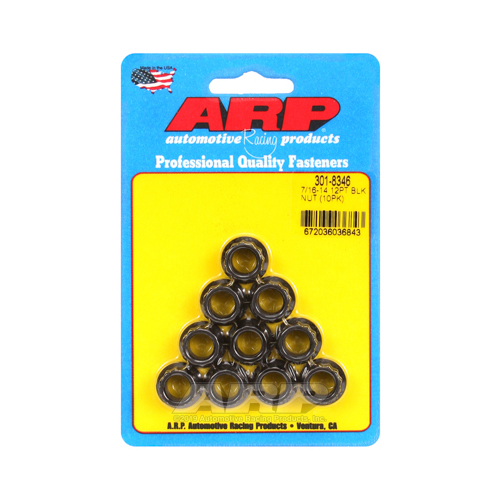 ARP Nut, 12-point, 8740 Chromoly, Steel, Black, 7/16 in.-14 Thread, 180000psi, Set of 10