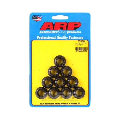 ARP Nut, 12-point, 8740 Chromoly, Steel, Black, 12mm x 1.25 Thread, 180000psi, Set of 10