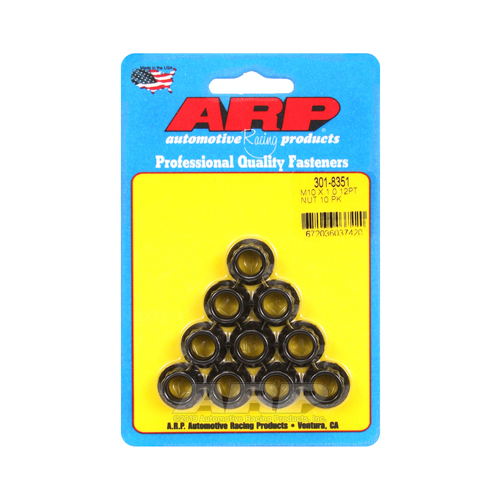 ARP Nut, 12-point, 8740 Chromoly, Steel, Black, 10mm x 1 Thread, 180000psi, Set of 10