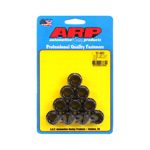 ARP Nut, 12-point, 8740 Chromoly, Steel, Black, 1/2 in.-20 Thread, 180000psi, Set of 10