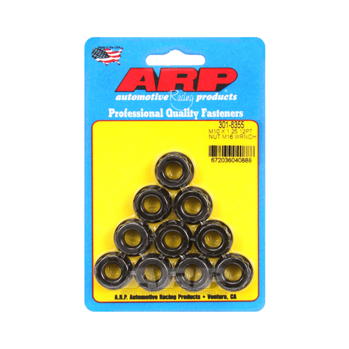 ARP Nut, 12-point, 8740 Chromoly, Steel, Black, 10mm x 1.25 Thread, 180000psi, Set of 10