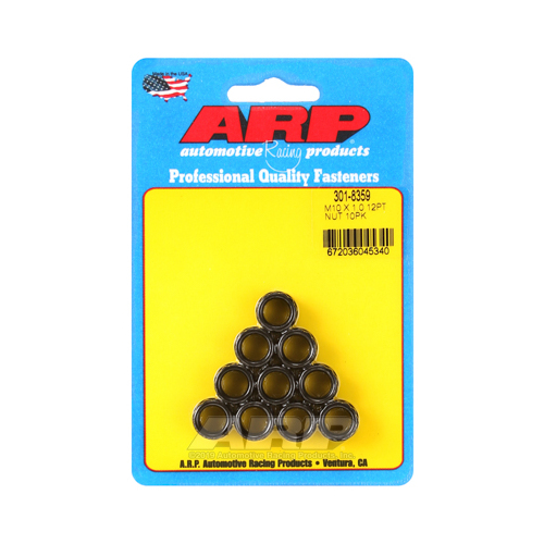 ARP Nut, 12-point, 8740 Chromoly, Steel, Black, 10mm x 1 Thread, 180000psi, Set of 10
