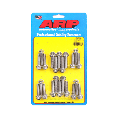 ARP Bolts, Intake Manifold, 12-point Head, Stainless Steel, Polished, For Chevrolet SB 2, Standard Deck, 180000psi, Kit