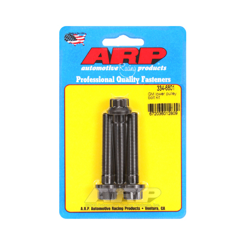 ARP Lower Pulley Bolts, 12-point Head, Black Oxide, 3/8 in.-24 Dia., 2.125 UHL, For Chevrolet, Small/Big Block, 3-piece, Kit